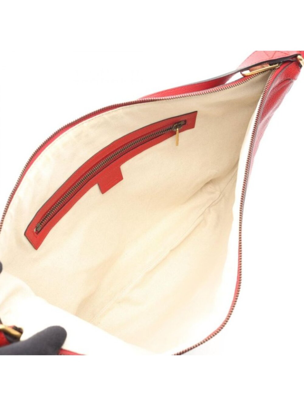 Gucci Shoulder Bag Half Moon Hobo Red Leather B - Picture 3 of 9